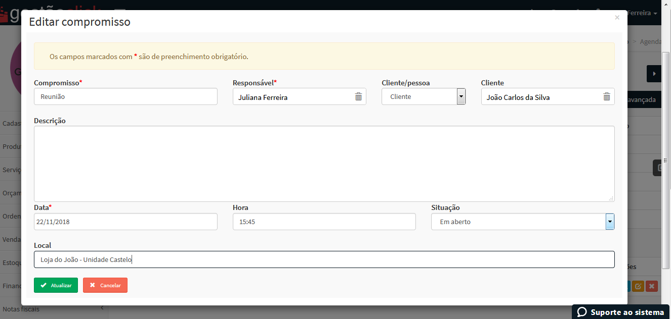 controle de visitas a clientes